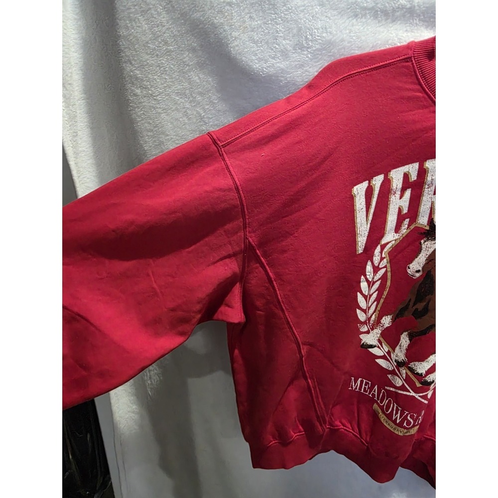 NWT Vermont Meadows Ranch Scarlet Horse Graphic Sweatshirt Red Country Relax L - Picture 2 of 7